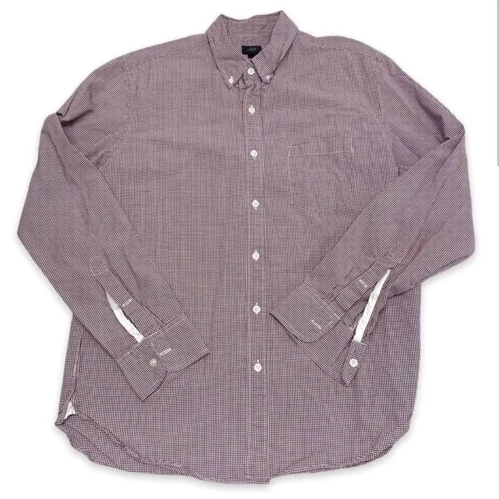 J. Crew Men's Check Crimson Button Down Shirt size Large
